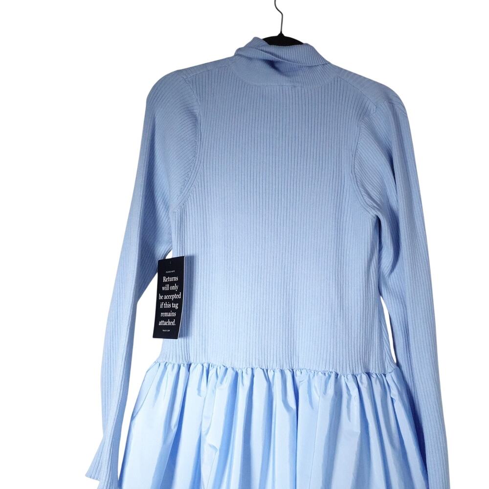New Hyacinth House Mixed-Media Michaela Balloon Midi Dress Blue Women Plus XXL - Picture 11 of 13